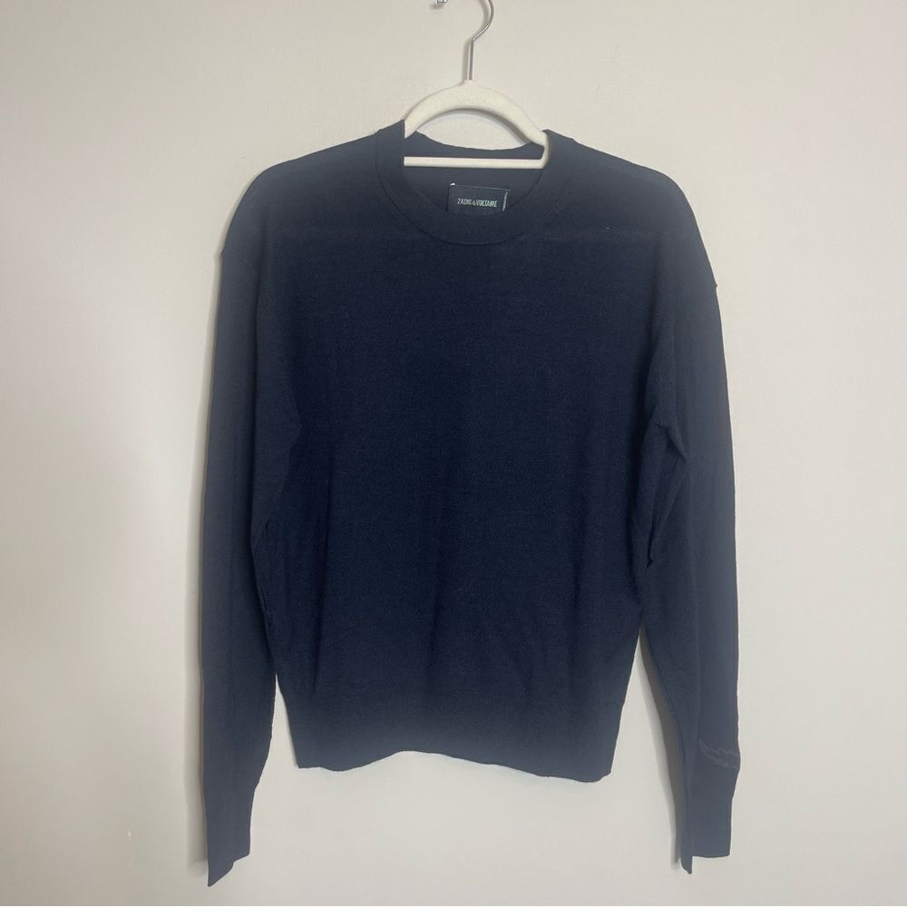 $298 Zadig & Voltaire Women's Encre navy blue merino wool jumper sweater NEW - Picture 7 of 10
